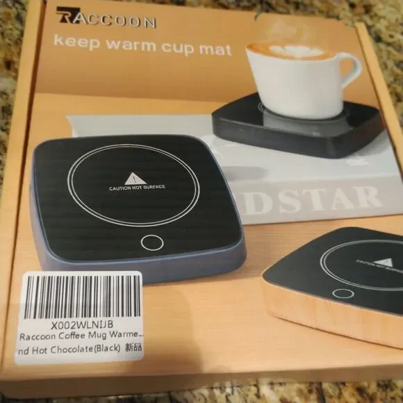 Raccoon Coffee Mug Warmer Waterproof Smart Cup 3 Temperature Setting Black NIB - Picture 3 of 6